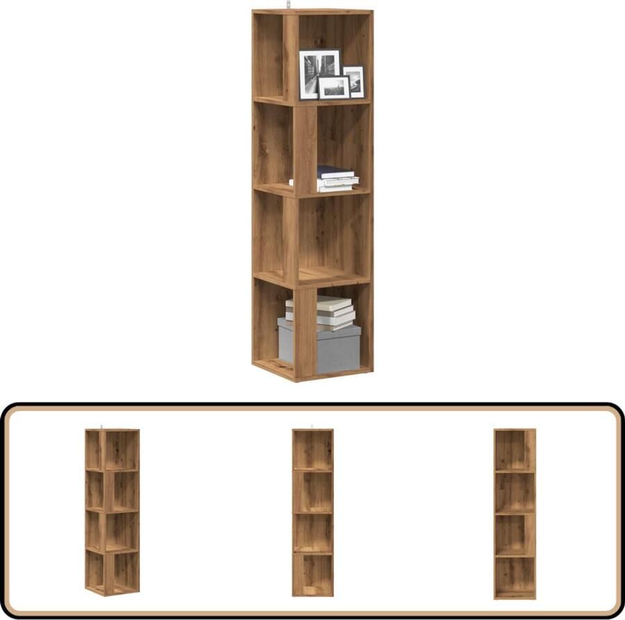 VidaXL Hoekkast 33x33x132 cm Bewerkte hout Eiken Hoekkast Hoekkasten Hoek Kast Opslagkast