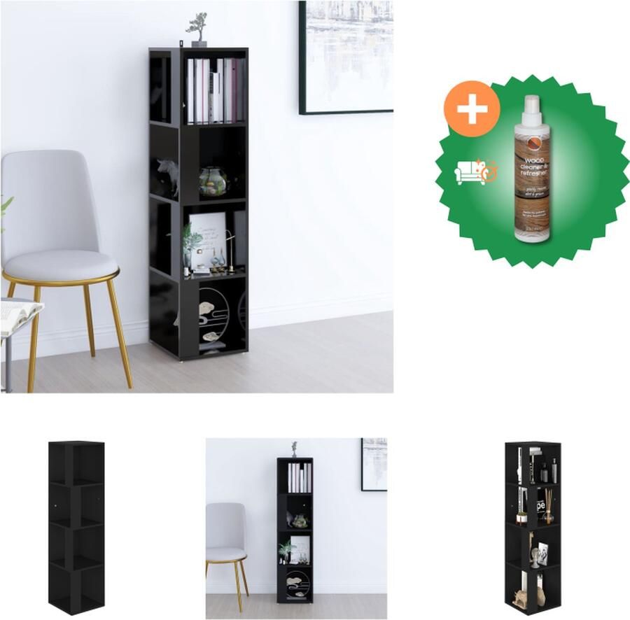 VidaXL Hoekkast 33x33x132 cm spaanplaat zwart Kast Inclusief Houtreiniger en verfrisser