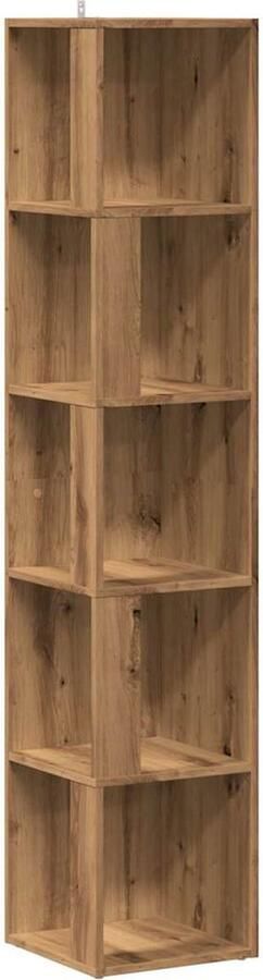 VidaXL Hoekkast 33x33x165 cm bewerkt hout artisanaal eikenkleur