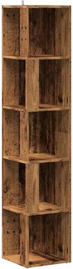 VidaXL Hoekkast 33x33x165 cm Bewerkt hout Oud hout Hoekkast Hoekkasten Hoek Kast Opslagkast