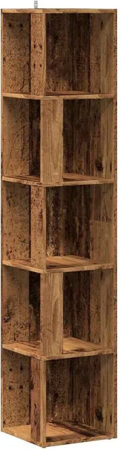 VidaXL Hoekkast 33x33x165 cm bewerkt hout oud houtkleurig
