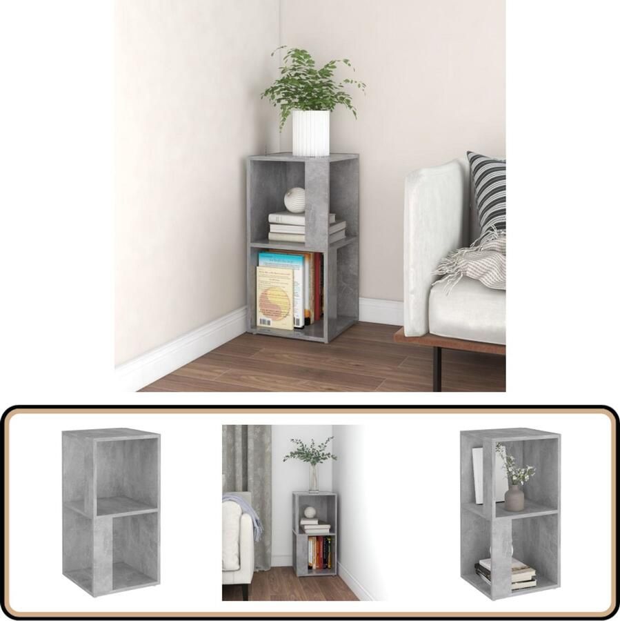 VidaXL Hoekkast 33x33x67 cm Bewerkt hout Grijs Hoekkast Betongrijs Houten Kast Designkast Opslagruimte Bijzettafel Kleinmeubilair Livingroom Furniture Woonkamerdecoratie Grijze Kast