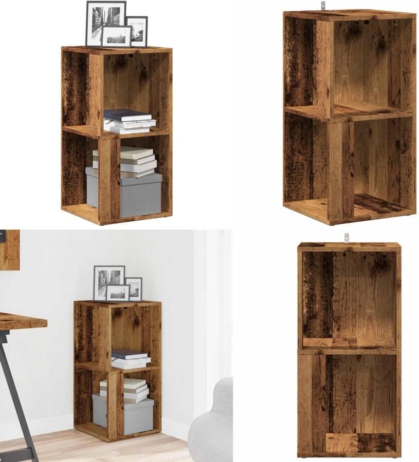 VidaXL Hoekkast 33x33x67 cm bewerkt hout oud houtkleurig Hoekkast Hoekkasten Hoek Kast Opslagkast