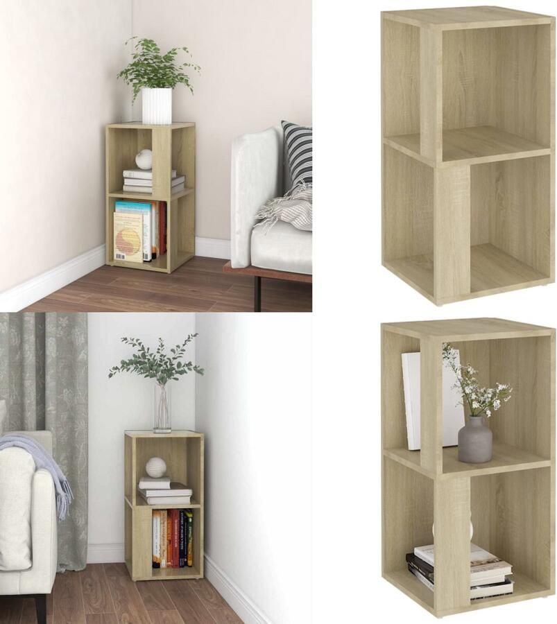 VidaXL Hoekkast 33x33x67 cm bewerkt hout sonoma eikenkleurig Hoekkast Hoekkasten Bijzettafel Bijzettafels