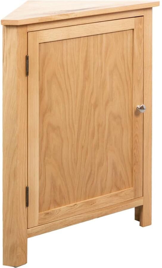 VidaXL Hoekkast 59x45x80 cm Massief Eikenhout Hoekkast Kastelement Opslagruimte Eiken Hout Bruine Kleur Klein Formaat Woonaccessoires - Foto 2