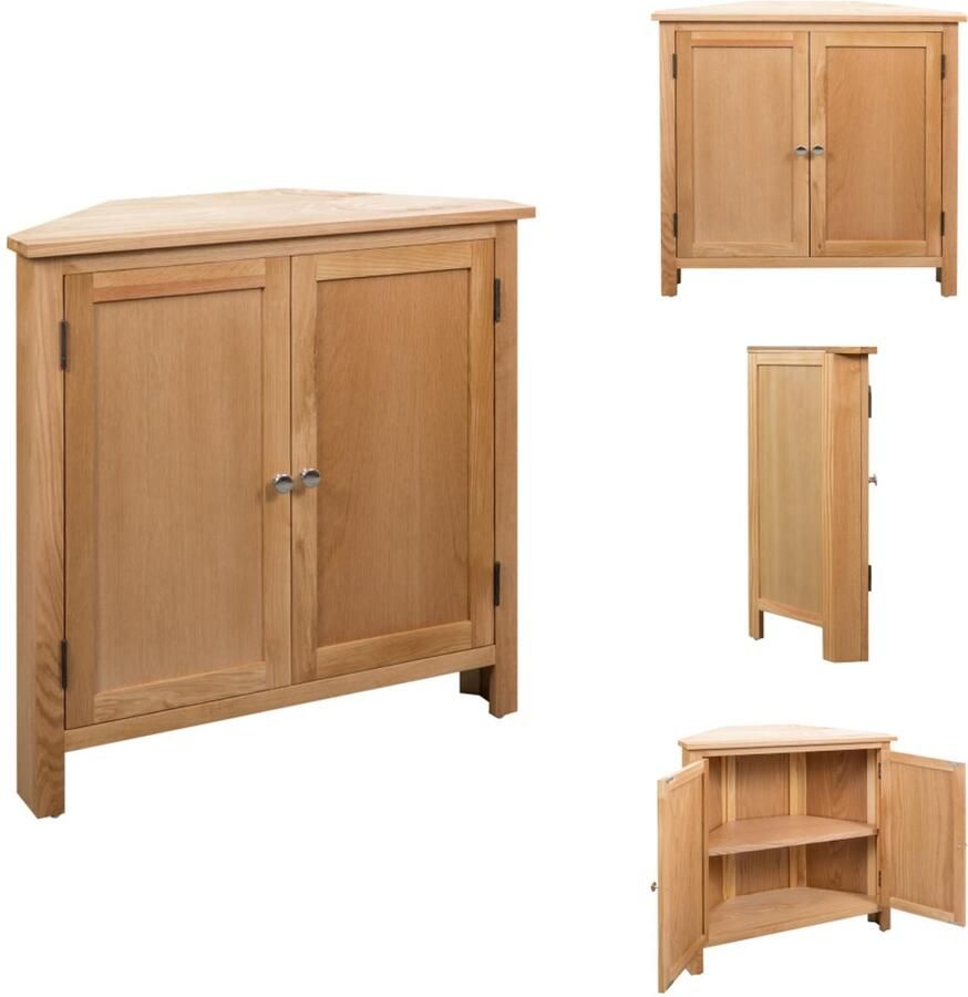 VidaXL Hoekkast Massief Eikenhout Bruin Hoekkast Eikenhouten Kast Bruine Kast Opslagkast Woonaccessoires