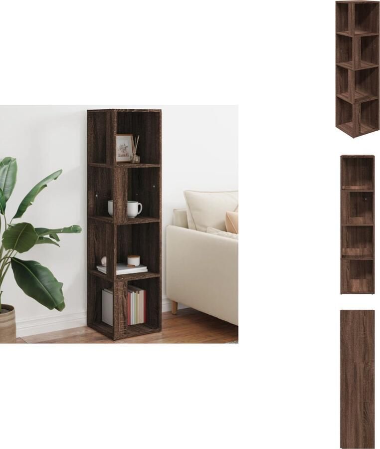 VidaXL Hoekkast Hoekkasten Hoek Kast Opslagkast Hoekkast 33x33x132 cm bewerkt hout bruineikenkleurig - Foto 2