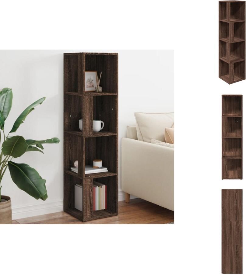 VidaXL Hoekkast Hoekkasten Hoek Kast Opslagkast Hoekkast 33x33x132 cm bewerkt hout bruineikenkleurig