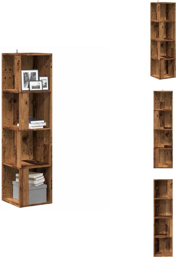 VidaXL Hoekkast Hoekkasten Hoek Kast Opslagkast Hoekkast 33x33x132 cm bewerkt hout oud houtkleurig