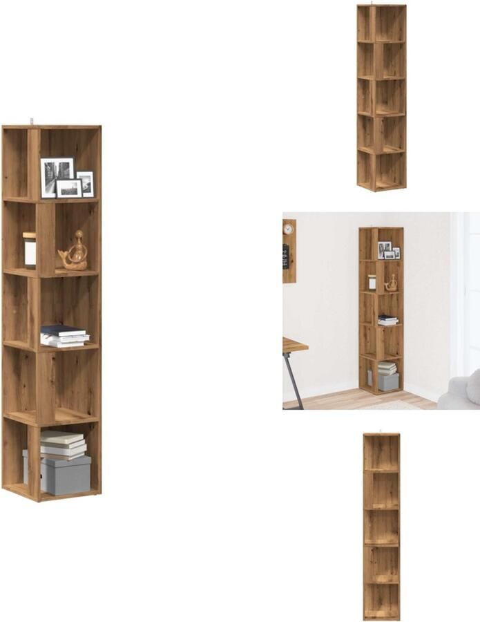 VidaXL Hoekkast Hoekkasten Hoek Kast Opslagkast Hoekkast 33x33x165 cm bewerkt hout artisanaal eikenkleur