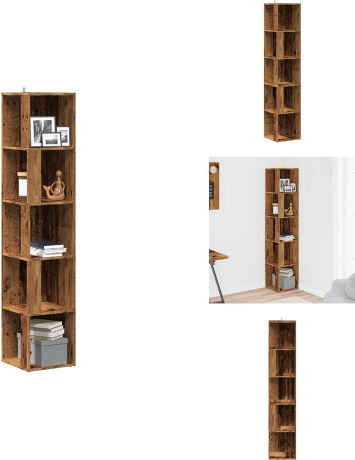 VidaXL Hoekkast Hoekkasten Hoek Kast Opslagkast Hoekkast 33x33x165 cm bewerkt hout oud houtkleurig