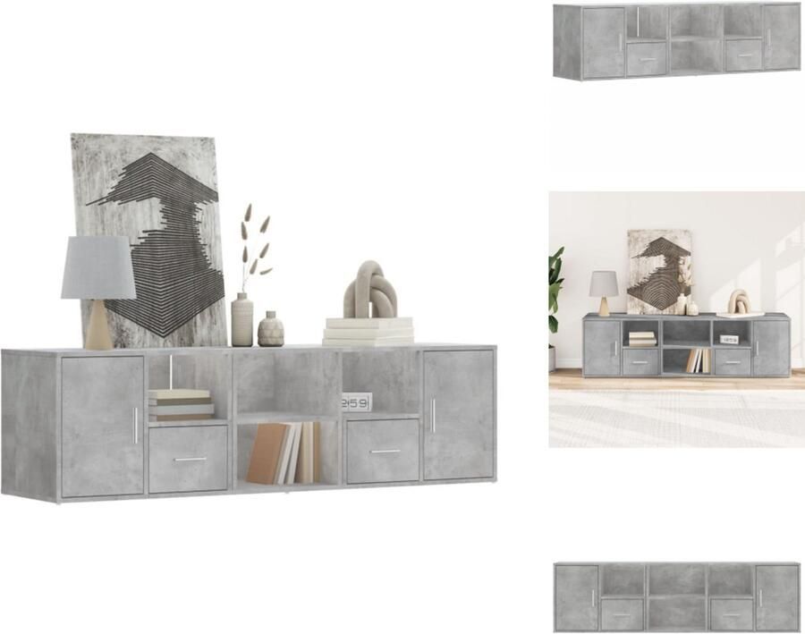 The Living Store Hoekkast 160x40x45 cm bewerkt hout betongrijs Hoekkast Betongrijs Houten Kast Opbergkast Livingroom Furniture - Foto 2