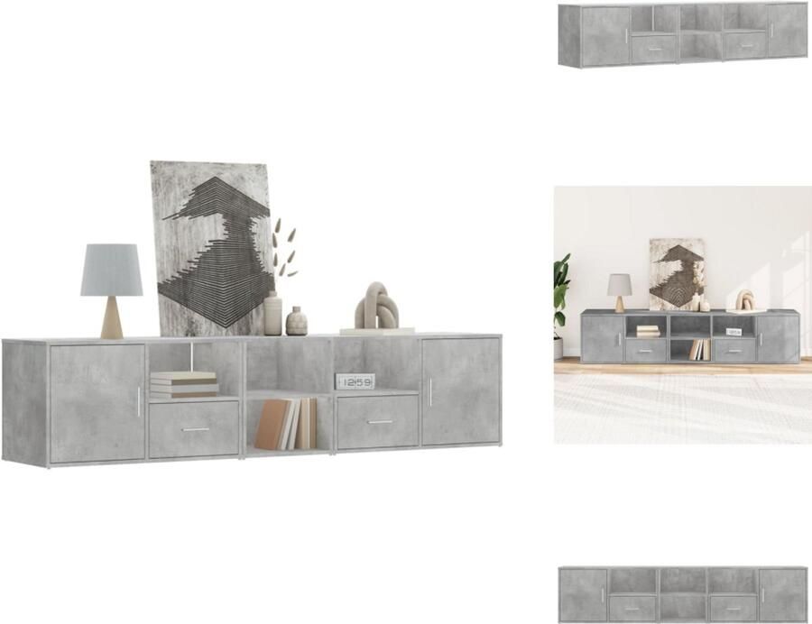 VidaXL Hoekkast Hoekkasten Hoek Kast Schappenkast Hoekkast 200x40x45 cm bewerkt hout betongrijs