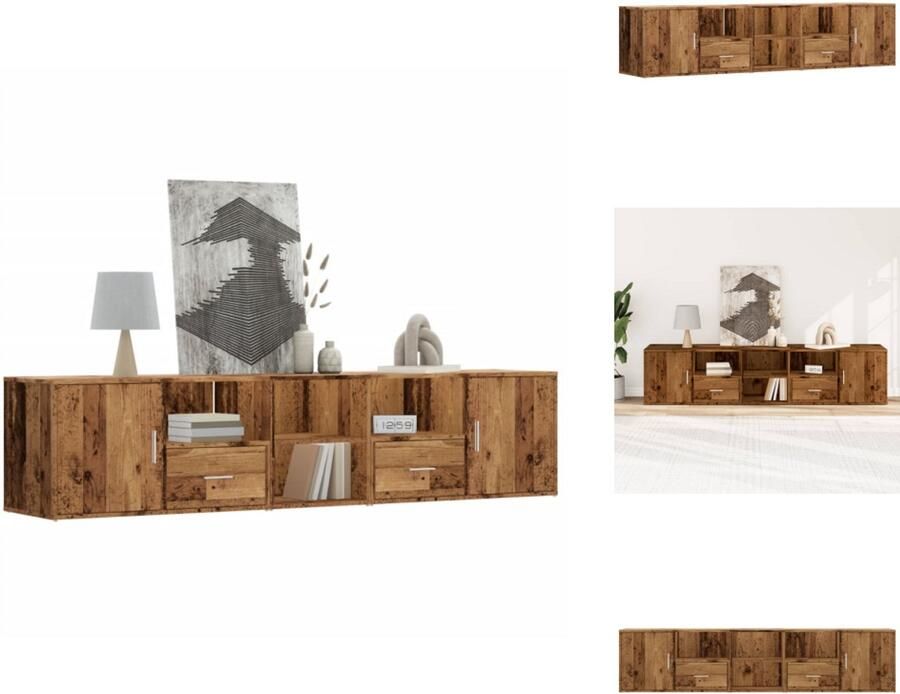 VidaXL Hoekkast Hoekkasten Hoek Kast Schappenkast Hoekkast 200x40x45 cm bewerkt hout oud houtkleurig