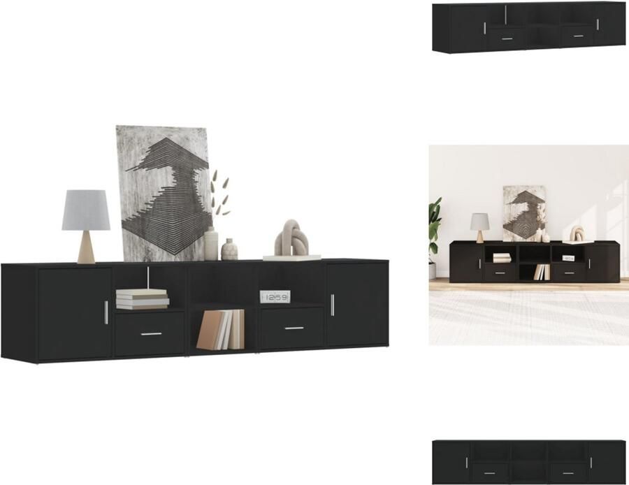 VidaXL Hoekkast Hoekkasten Hoek Kast Schappenkast Hoekkast 200x40x45 cm bewerkt hout zwart