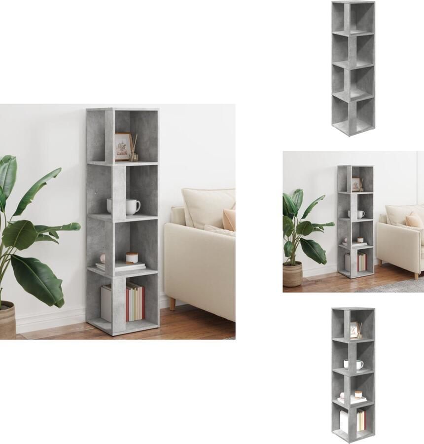 VidaXL Hoekkast Hoekkasten Hoekschap Hoekschappen Hoekkast 33x33x132 cm bewerkt hout betongrijs