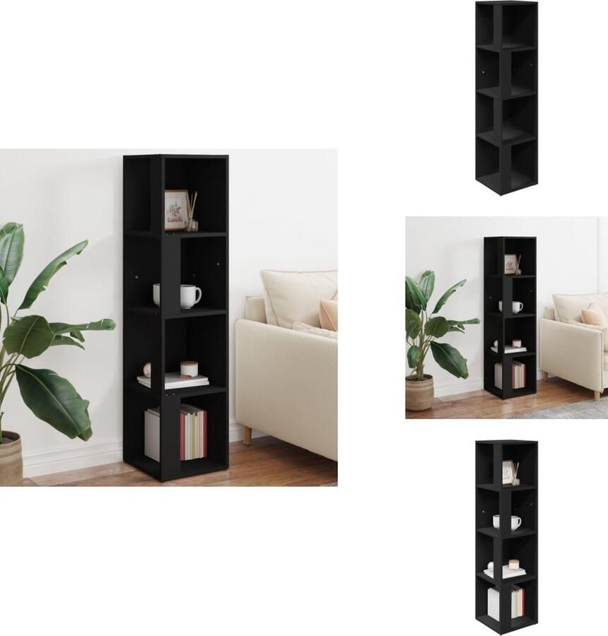 VidaXL Hoekkast Hoekkasten Hoekschap Hoekschappen Hoekkast 33x33x132 cm bewerkt hout zwart - Foto 2