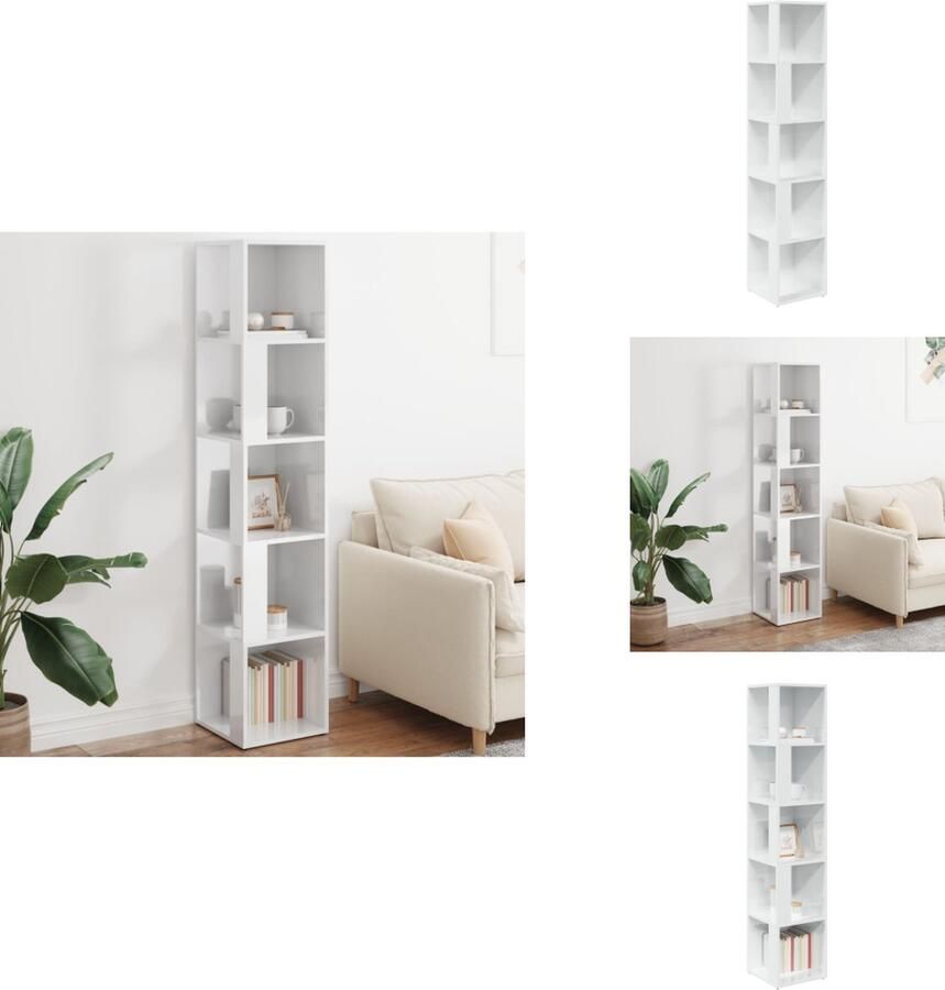 VidaXL Hoekkast Hoekkasten Hoekschap Hoekschappen Hoekkast 33x33x164 5 cm bewerkt hout hoogglans wit