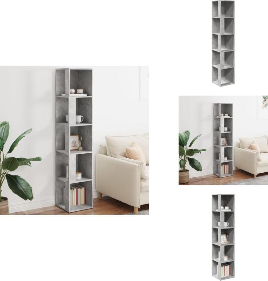 VidaXL Hoekkast Hoekkasten Hoekschap Hoekschappen Hoekkast 33x33x164 5 cm bewerkt hout betongrijs - Foto 2