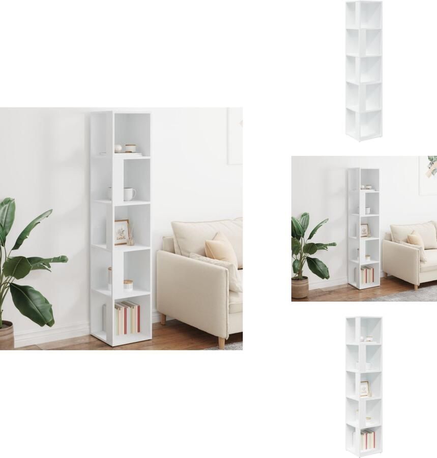 VidaXL Hoekkast Hoekkasten Hoekschap Hoekschappen Hoekkast 33x33x164 5 cm bewerkt hout wit - Foto 2