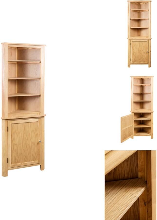 VidaXL Hoekkast Hoekkasten Opbergkast Opbergkasten Hoekkast 59x36x180 cm massief eikenhout