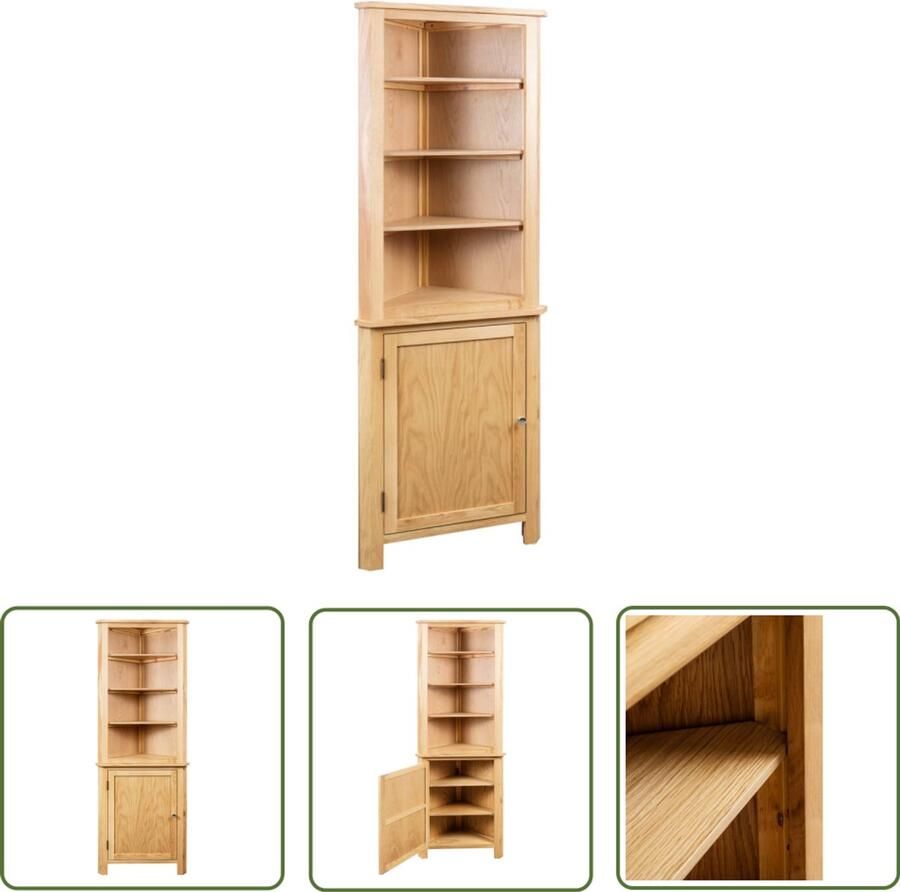 VidaXL Hoekkast Massief Eikenhout 59x36x180 cm Hoekkast Eikenhouten Kast Landelijke Kast Opbergkast Kleine Ruimte Oplossing Woonaccessoires