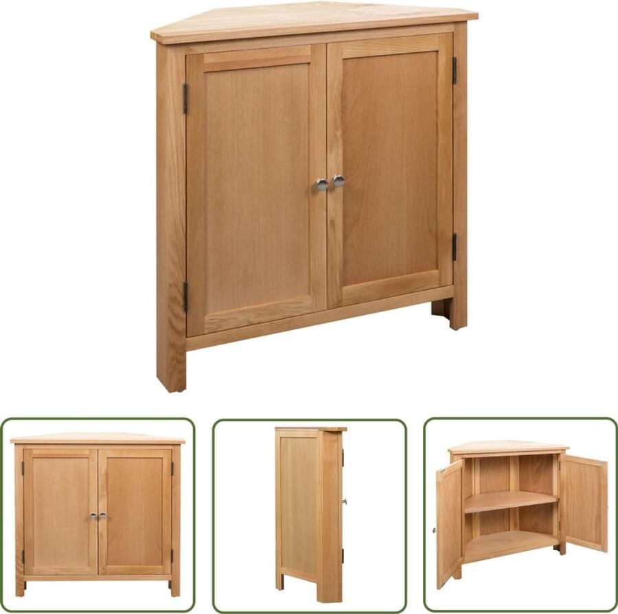 VidaXL Hoekkast Massief Eikenhout Bruin Hoekkast Eikenhouten Kast Bruine Kast Opslagkast Woonaccessoires Binnenhuisdecoratie Livingroom Furniture
