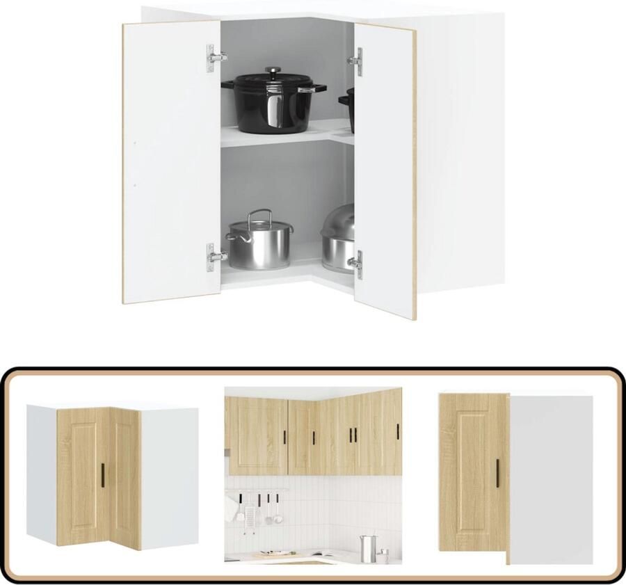 VidaXL Hoekkast Porto Sonoma Eikenhout Keukenhoekkast Hoekopstelling Keukenopslag Houten Kast Sonoma Eiken