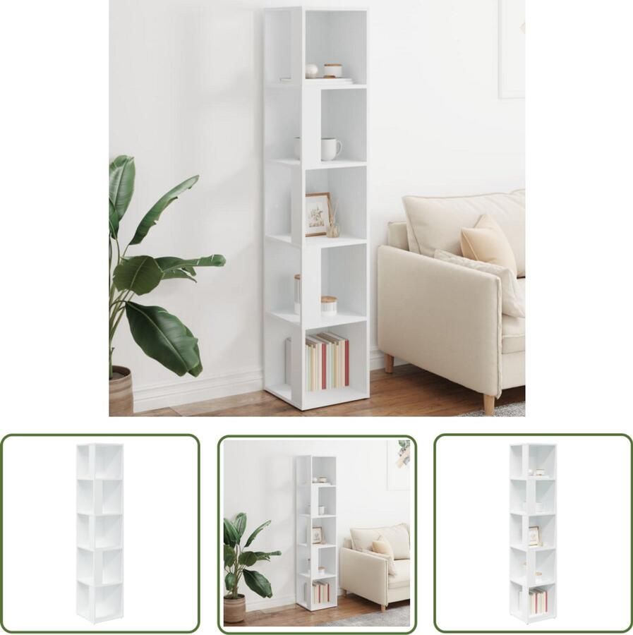 VidaXL Hoekkast Wit Bewerkt Hout 33x33x164 5 cm Hoekkast Witte Kast Opslagkast Houten Kast Designkast Livingroom Furniture Interieurdecoratie Kamerinrichting Klein Meubel