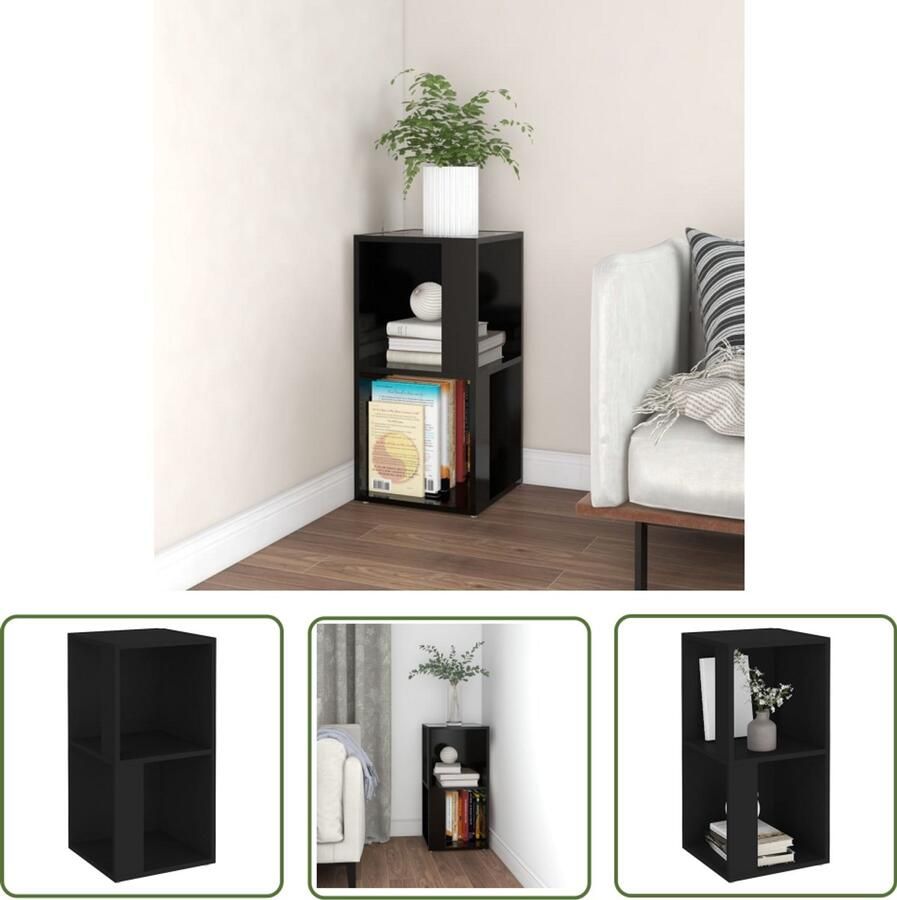 VidaXL Hoekkast Zwart 33x33x67 cm Bewerkt Hout Hoekkast Kast Opbergruimte Bijzettafel Zwart Houten Kast Designkast Livingroom Furniture