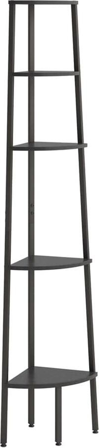 VidaXL Hoekkast Zwart 5 Schappen 180 cm Hoog Hoekkast Opbergsysteem Kast Houten Kast Zwarte Kast Metalen Kast Interieurdecoratie Livingroom Decoratie Woonaccessoires - Foto 2