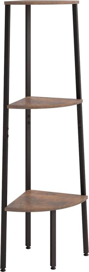 VidaXL Hoekkastje Donkerbruin Zwart 3 Schappen Hoekkast Kast Opbergruimte Houten Kast Bruine Kast Zwarte Kast Interieurdecoratie Woonaccessoires Livingroom Decor