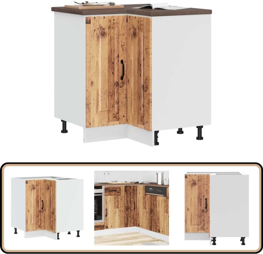 VidaXL Hoekkeukenonderkast Kalmar 75 5x75 5x81 5 cm Keuken Hoekkast Houten Keukenkasten Opslagruimte Keuken Onderkasten Keuken Houtlook Keuken