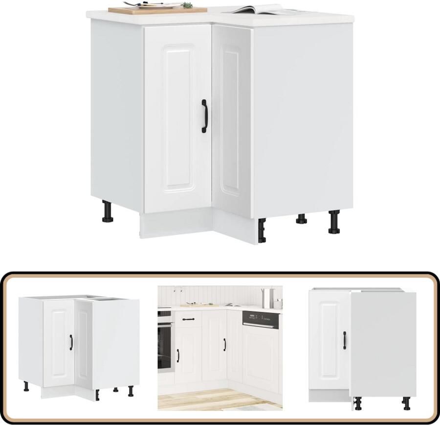 VidaXL Hoekkeukenonderkast Kalmar Wit Bewerkt hout Keukenonderkast Hoekkeukenonderkast Witte Keuken Houten Keuken Keukenkasten
