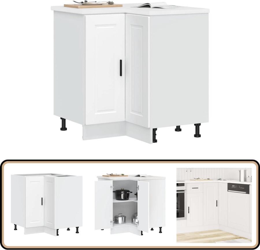 VidaXL Hoekonderkast Porto Wit Bewerkt Hout Keukenhoekonderkast Keukenopbergruimte Houten Keukenkasten Wit Keukenmeubel Praktische Keukenopslag