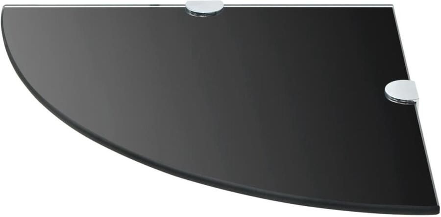 VidaXL Hoekplank Zwart Glas 25x25 cm Hoekplank Wandplank Glazen Hoekplank Zwarte Hoekplank Minimalistisch Design