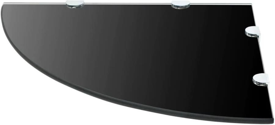 VidaXL Hoekschap Zwart 45x45 cm Gehard Glas Hoekschap Wandplank Glazen Kast Zwarte Wanddecoratie Modern Design