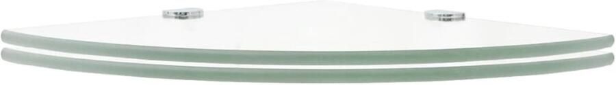 VidaXL Hoekschappen 2 st 25x25 cm Transparant Glas Zwevend Schap Wandrek Hoekschaps Transparant Glas Keuken Accessoires