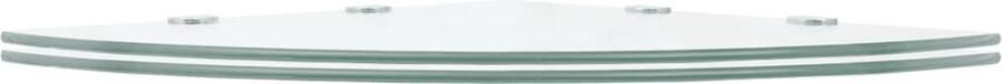 VidaXL Hoekschappen 2 st Glas Transparant 45x45 cm Hoekschaps Wandrekken Glazen Schapen Opbergoplossing Keuken Accessoires