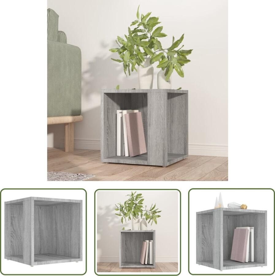 The Living Store Hoekopbergkast Grijs Sonoma Eiken 33 x 33 x 34.5 cm Bewerkt Hout Bijzettafel Hoektafeltje Houten Bijzettafel Grijze Bijzettafel Sonoma Eiken - Foto 2
