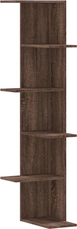 VidaXL Hoekwandschap 140 cm Bruin Eikenhout Hoekwand Wandplank Houten Kast Bergruimte Opbergoplossing