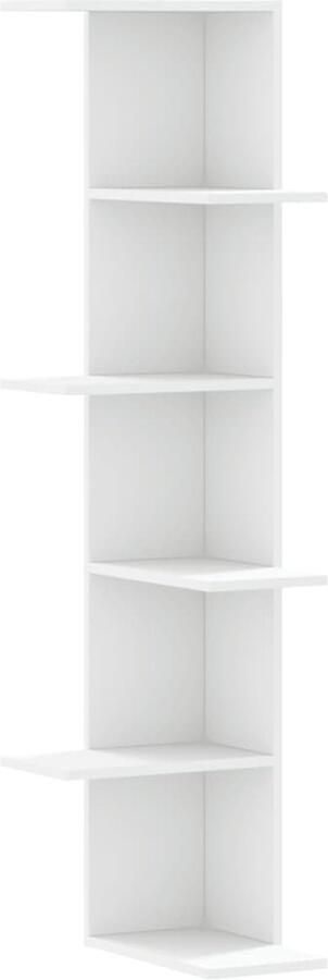 VidaXL Hoekwandschap 140 cm wit hout Hoekwand Wandrek Houten Kast Opbergruimte Living Accessoires