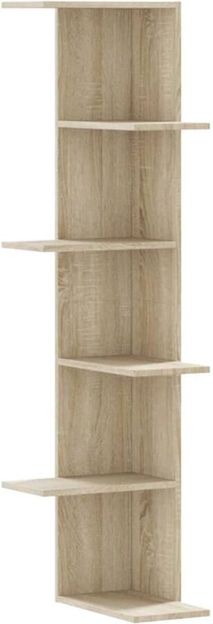 VidaXL Wandhoekschap Wandhoekschappen Hoekboekenkast Hoekkast Hoekwandschap 36 5x36 5x140 cm bewerkt hout sonoma eikenkleurig