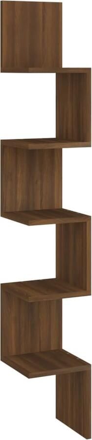 VidaXL Hoekwandschap Bruin Eiken 20x20x127 5 cm Hoekwand Wandrek Houten Hoekkast Bergruimte Woonaccessoires