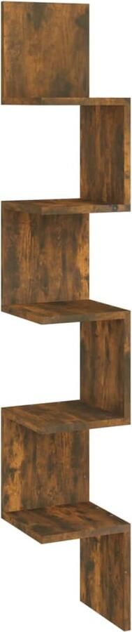 VidaXL Hoekwandschap Gerookt Eiken 20x20x127 5 cm Hoekwand Wanddecoratie Houten Wandrek Bergruimte Living Accessoires