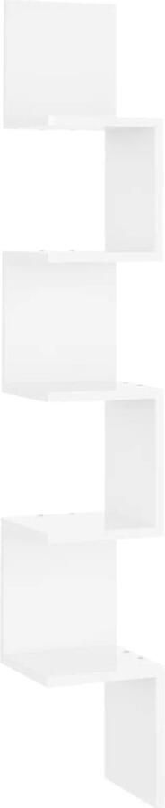 VidaXL Hoekwandschap Hoogglans Wit 127 5 cm Hoekwandschap Wandplank Salontafel Opslagoplossing Woonaccessoires