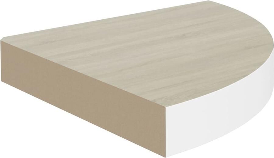 VidaXL Hoekwandschap MDF Eikenkleur en wit 25 cm Hoekplank Wandplankje Eiken Kleur Witte Plank Woonaccessoires