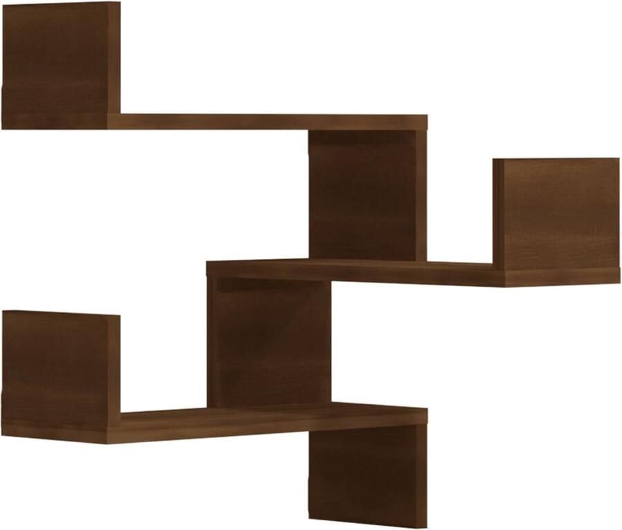 VidaXL Hoekwandschappen 2 st Bruineiken 40x40x50 cm Hoekwand Wandplank Bergruimte Houten Kastje Bruine Meubels