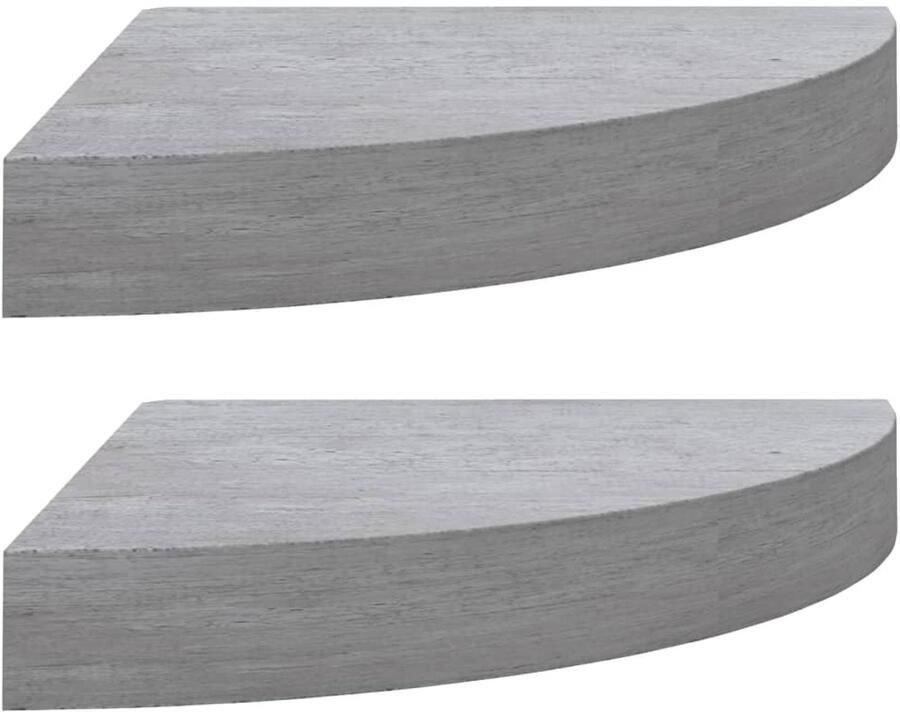 VidaXL Hoekwandschappen 2 stuks MDF Betongrijs Hoekplank Wandplank Mdf Plank Metalen Plank Betonnen Grijze Plank