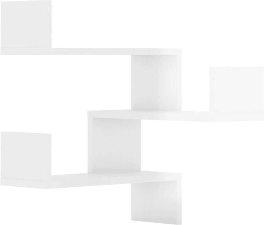VidaXL Hoekwandschappen 2st Hoogglans Wit Wanddecoratie Wandplank Hoekwandschap Badkamerkastje Salontafel
